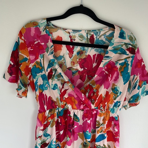 Maxi floral shirt-sleeved dress - Picture 2 of 7